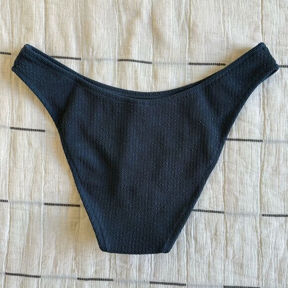 NWT J. Crew Textured High-rise Cheeky Bikini Bottom Deep Midnight Navy Size L - Picture 5 of 10
